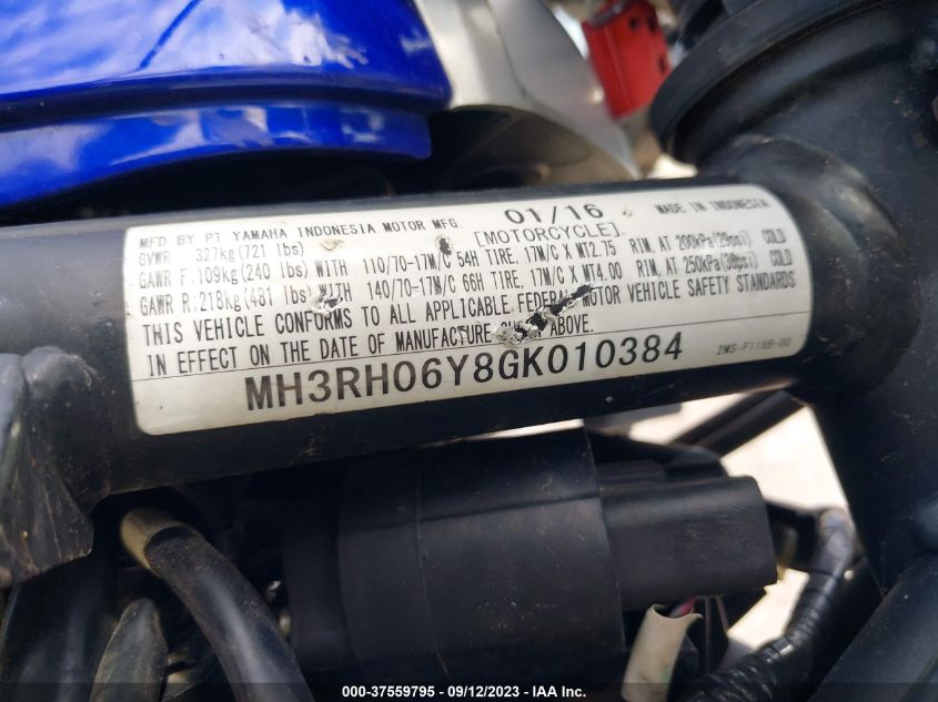 2016 YAMAHA YZFR3 MH3RH06Y8GK010384
