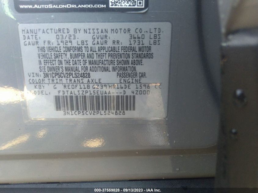 2023 NISSAN KICKS SV - 3N1CP5CV2PL524828