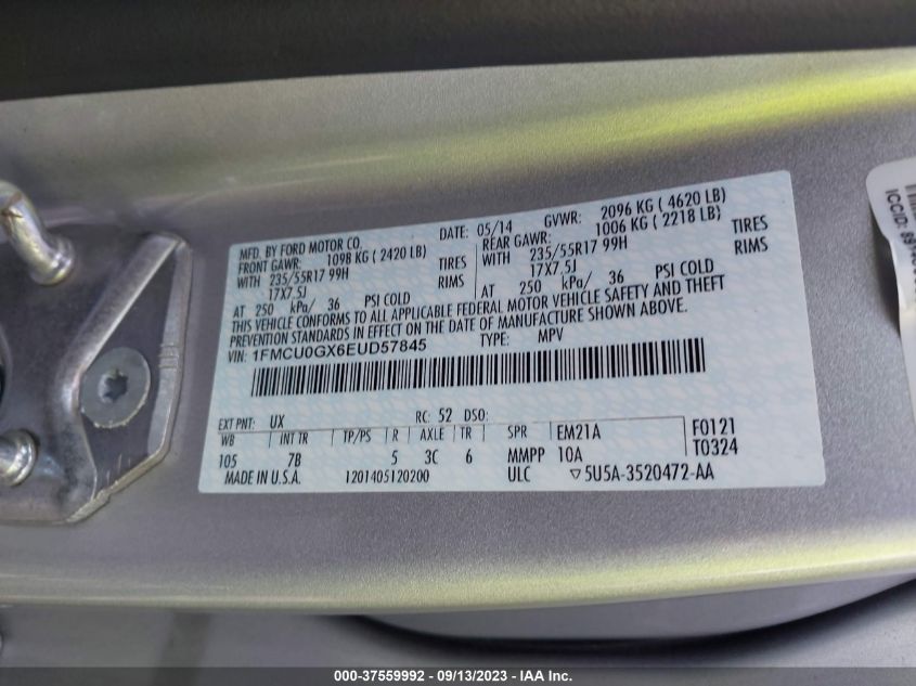 2014 FORD ESCAPE SE - 1FMCU0GX6EUD57845