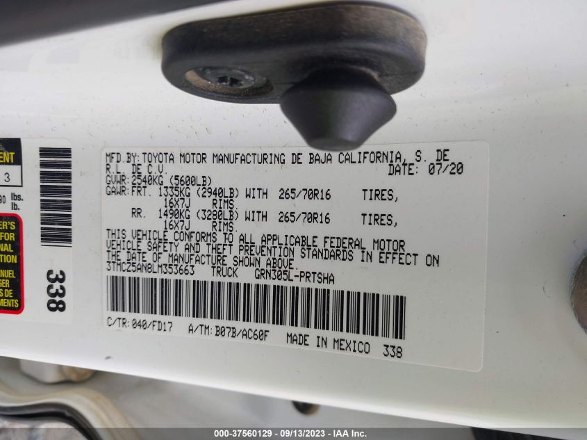 2020 TOYOTA TACOMA 4WD SR5/TRD SPORT - 3TMCZ5AN8LM353663