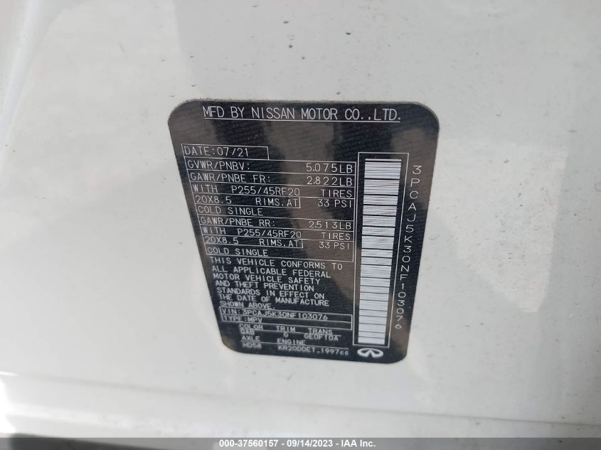 2022 INFINITI QX55 ESSENTIAL - 3PCAJ5K30NF103076