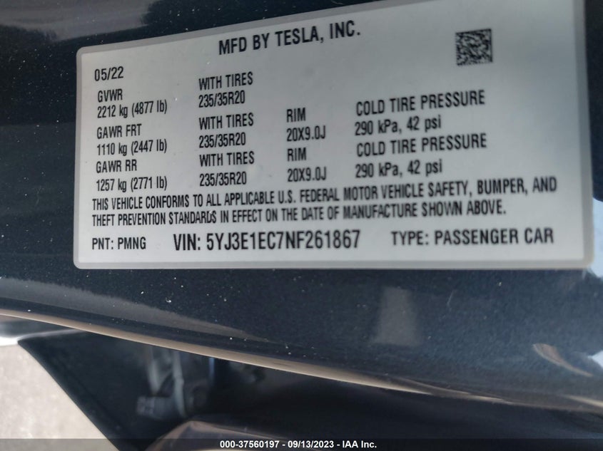 Фото: 5YJ3E1EC7NF261867