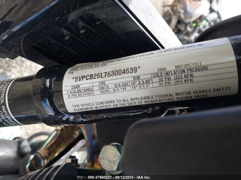 2006 VICTORY MOTORCYCLES KINGPIN CALIFORNIA - 5VPCB26L763004639