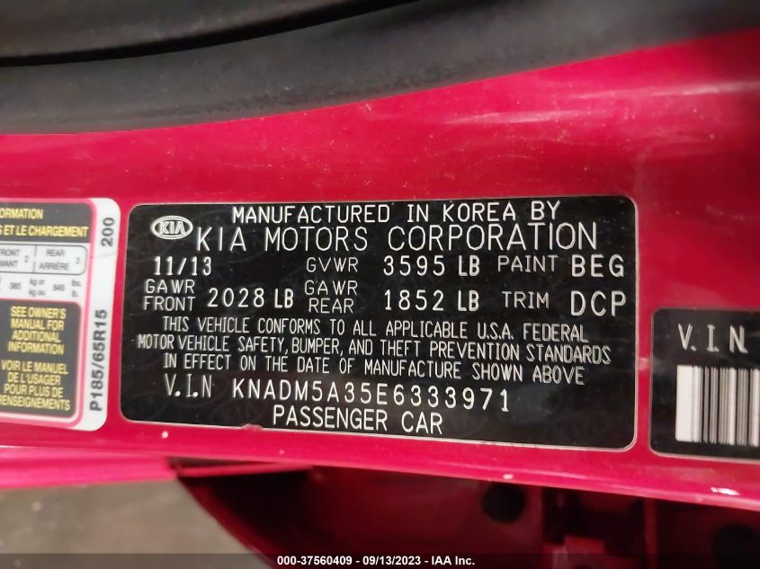 2014 KIA RIO LX - KNADM5A35E6333971