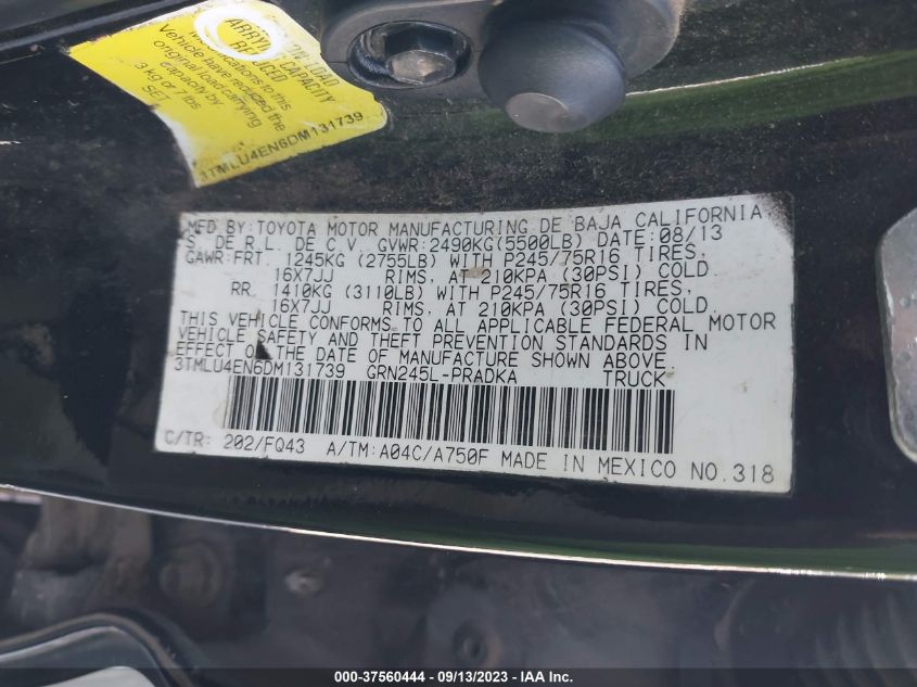 2013 TOYOTA TACOMA - 3TMLU4EN6DM131739