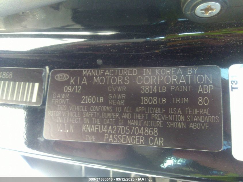 2013 KIA FORTE EX - KNAFU4A27D5704868