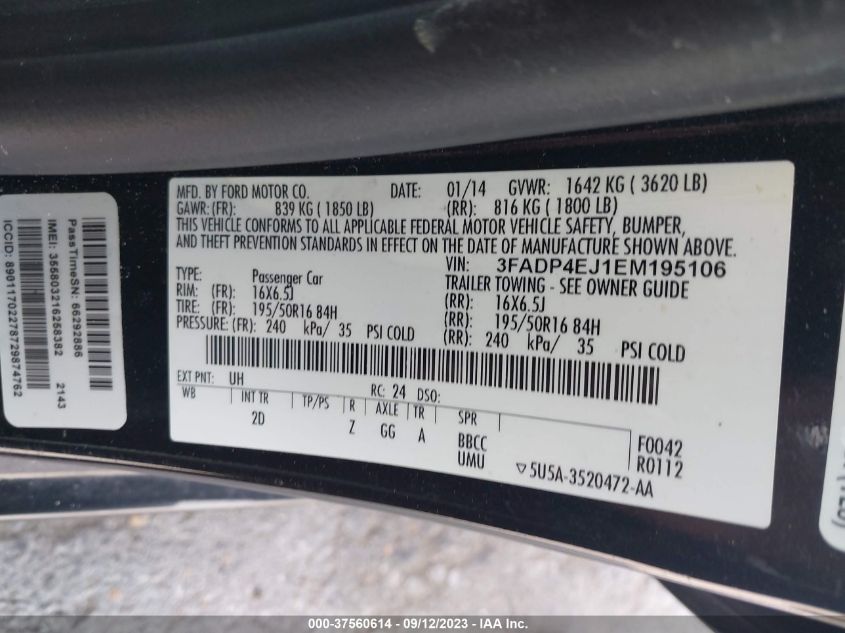 2014 FORD FIESTA SE - 3FADP4EJ1EM195106
