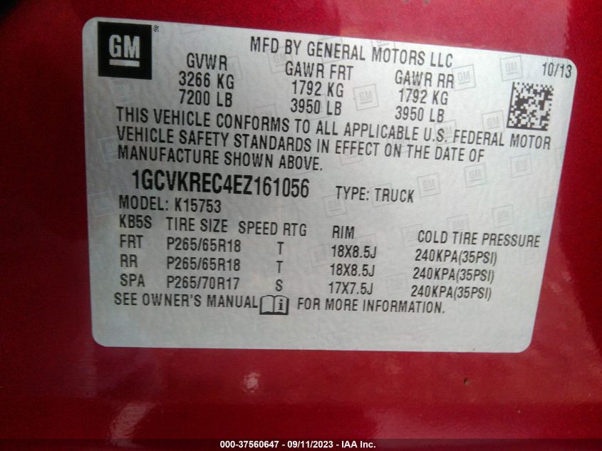 2014 CHEVROLET SILVERADO 1500 LT - 1GCVKREC4EZ161056