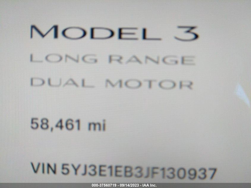 2018 TESLA MODEL 3 LONG RANGE - 5YJ3E1EB3JF130937