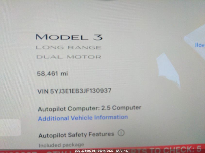 2018 TESLA MODEL 3 LONG RANGE - 5YJ3E1EB3JF130937