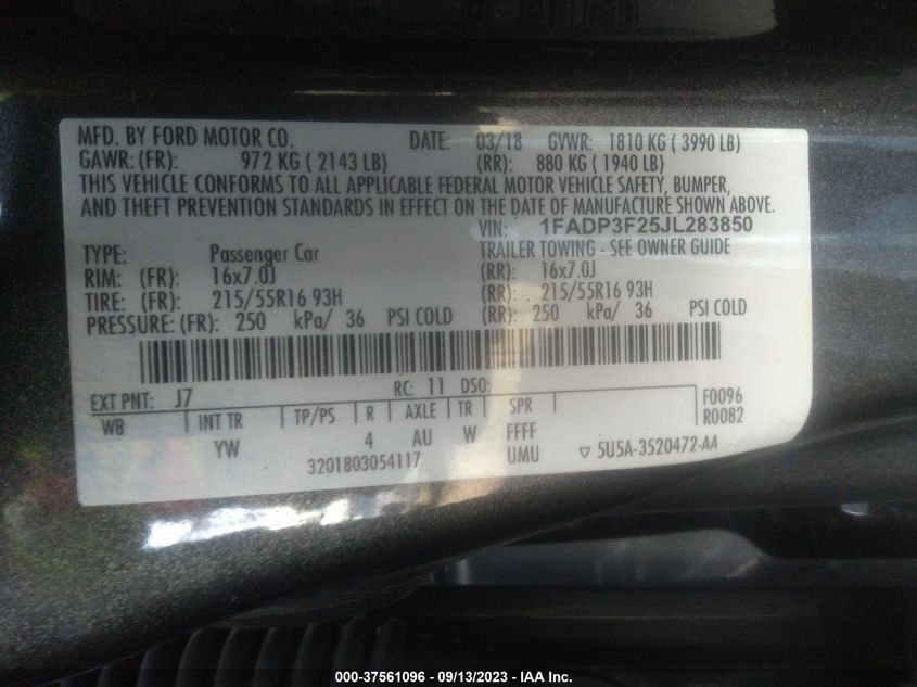 2018 FORD FOCUS SE - 1FADP3F25JL283850