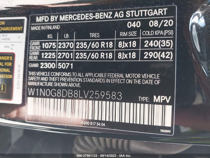 W1N0G8DB8LV259583 Mercedes-Benz GLC 300 9