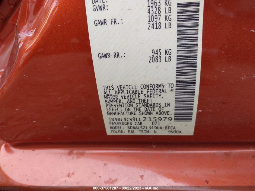 2020 NISSAN ALTIMA 2.5 SR - 1N4BL4CV9LC215979