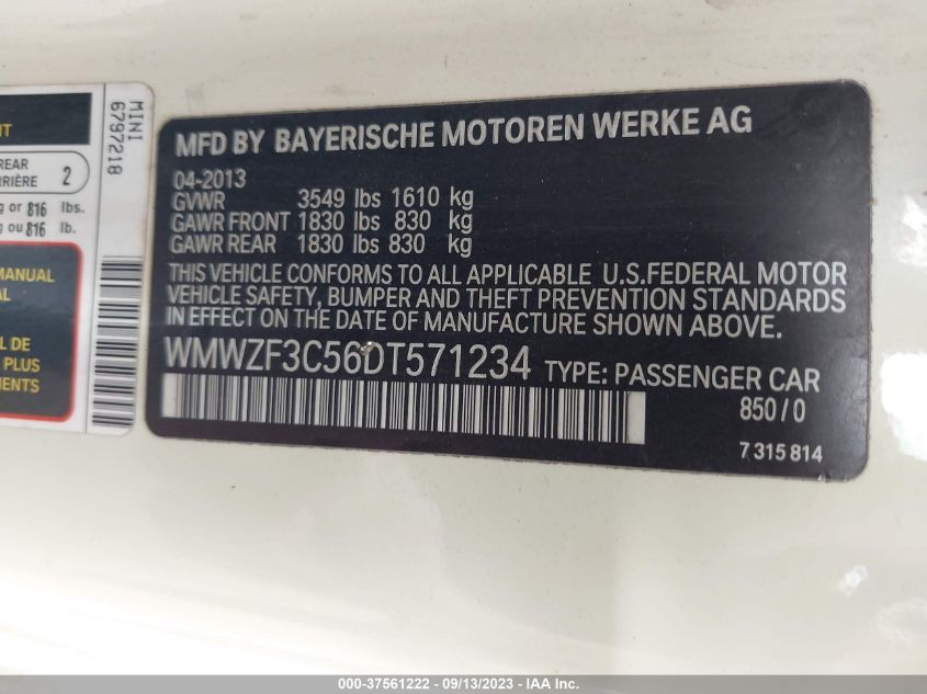 2013 MINI COOPER CLUBMAN - WMWZF3C56DT571234