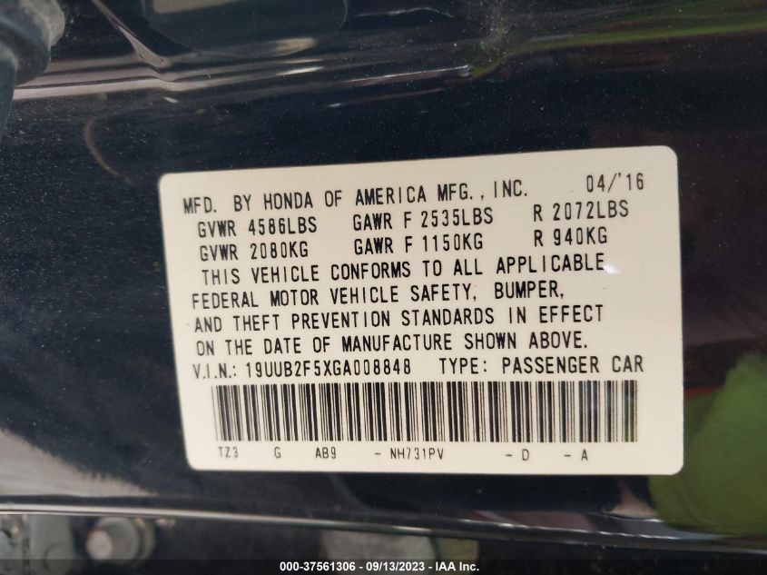 2016 ACURA TLX TECH - 19UUB2F5XGA008848