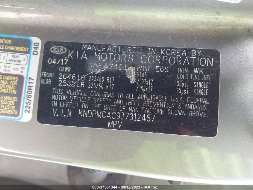 2018 KIA SPORTAGE LX - KNDPMCAC9J7312467