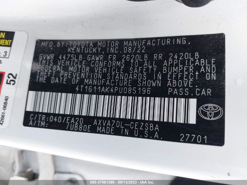 2023 TOYOTA CAMRY SE/SE NIGHTSHADE - 4T1G11AK4PU085196
