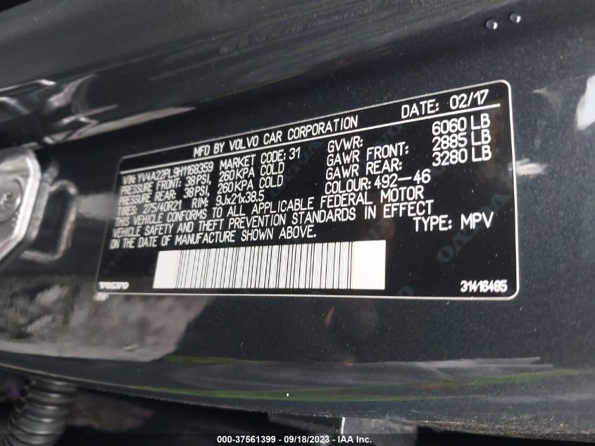 2017 VOLVO XC90 INSCRIPTION - YV4A22PL9H1168359