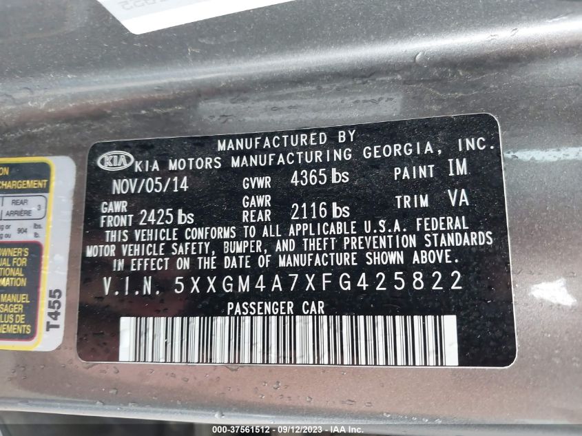 2015 KIA OPTIMA LX - 5XXGM4A7XFG425822