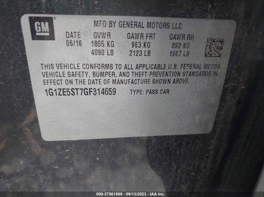 2016 CHEVROLET MALIBU LT - 1G1ZE5ST7GF314659