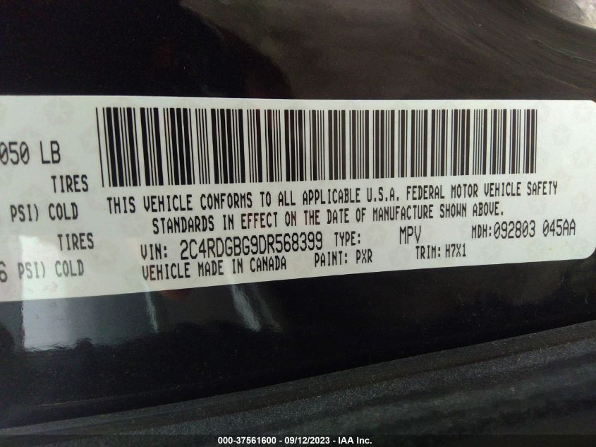 2013 DODGE GRAND CARAVAN SE - 2C4RDGBG9DR568399