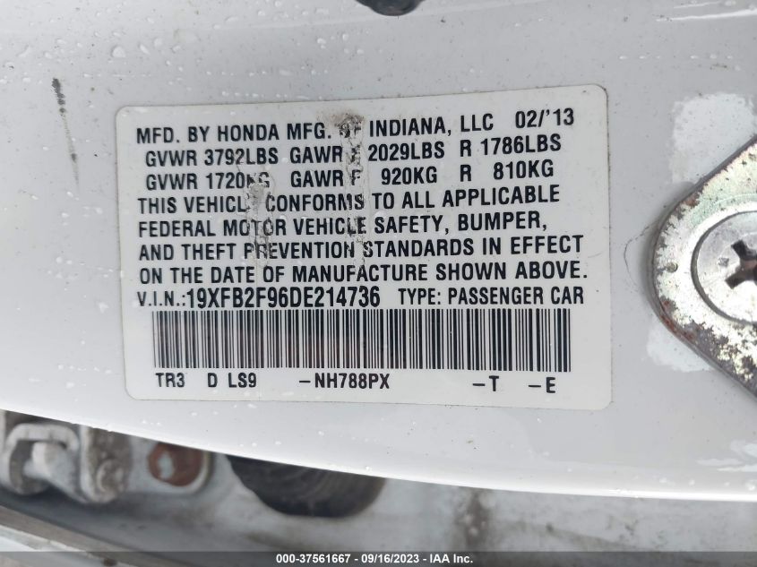 2013 HONDA CIVIC SDN EX-L - 19XFB2F96DE214736