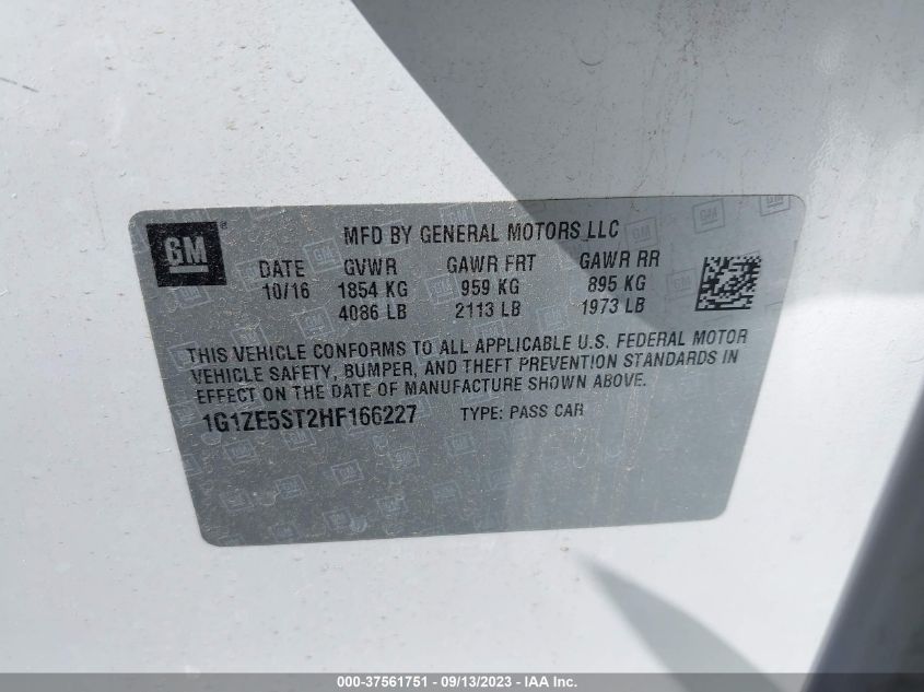 2017 CHEVROLET MALIBU LT - 1G1ZE5ST2HF166227