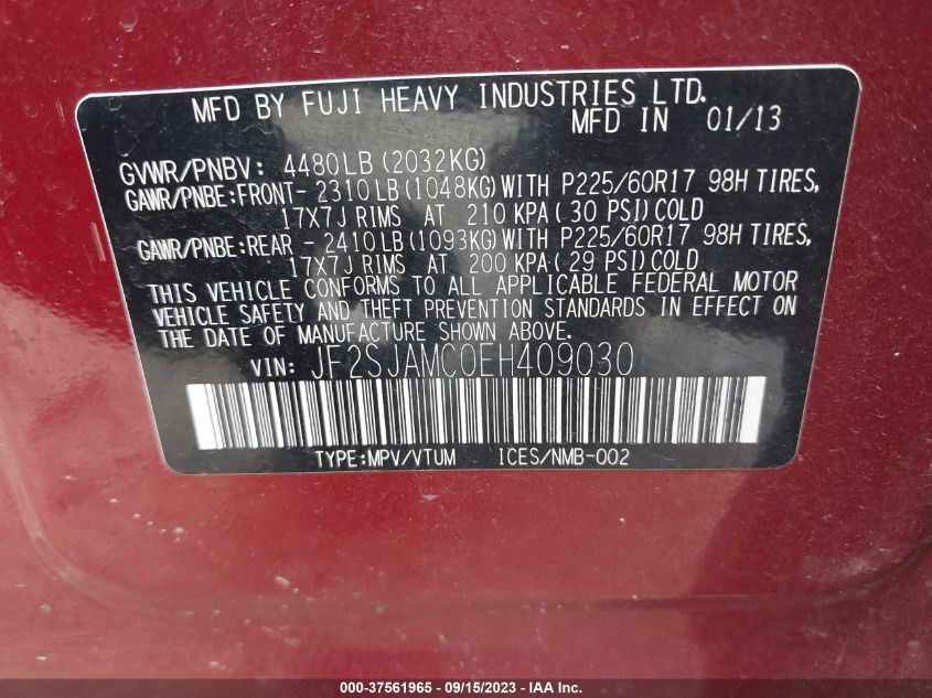 2014 SUBARU FORESTER 2.5I TOURING - JF2SJAMC0EH409030