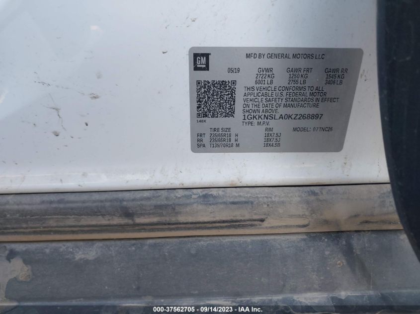 2019 GMC ACADIA SLE - 1GKKNSLA0KZ268897