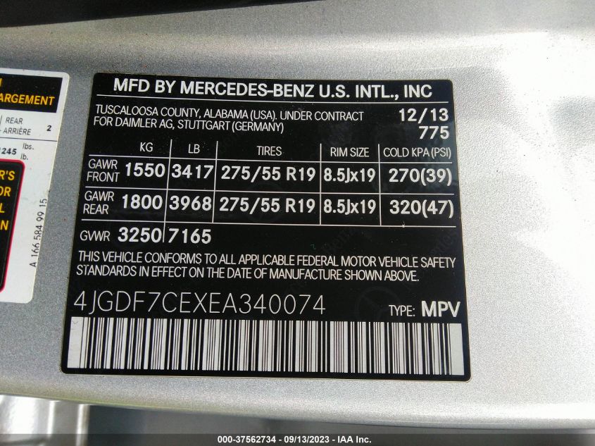 2014 MERCEDES-BENZ GL-CLASS GL 450 4JGDF7CEXEA340074