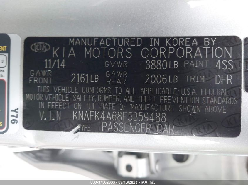 2015 KIA FORTE LX - KNAFK4A68F5359488