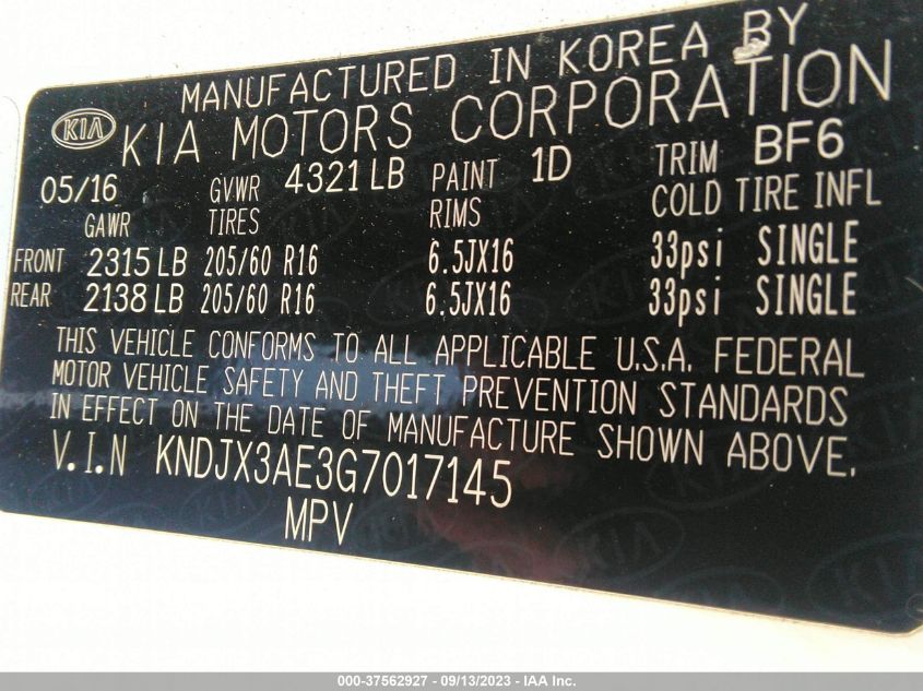 2016 KIA SOUL EV + - KNDJX3AE3G7017145