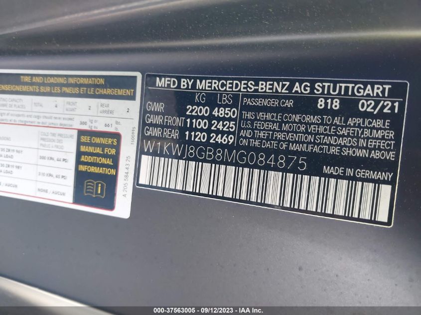 W1KWJ8GB8MG084875 Mercedes-Benz C-Class AMG C 63 9