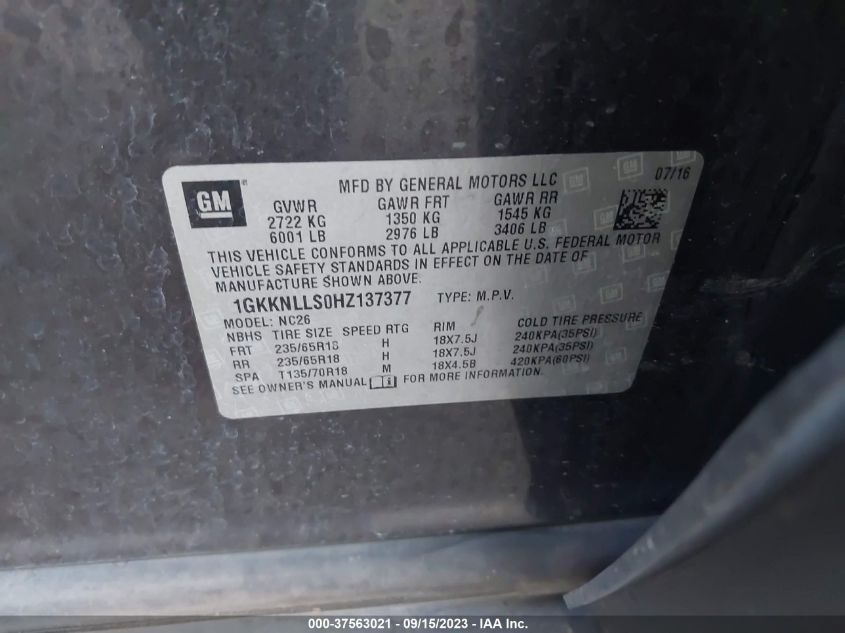 2017 GMC ACADIA SLE - 1GKKNLLS0HZ137377