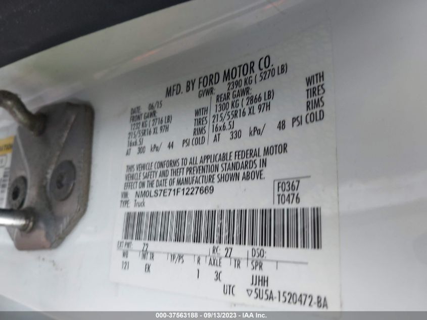 2015 FORD TRANSIT CONNECT XL - NM0LS7E71F1227669