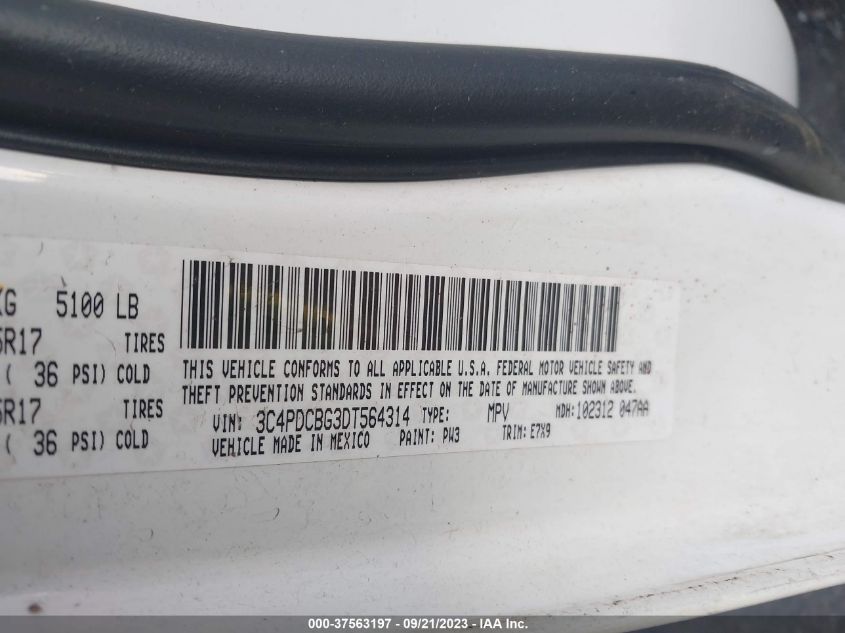 2013 DODGE JOURNEY SXT - 3C4PDCBG3DT564314