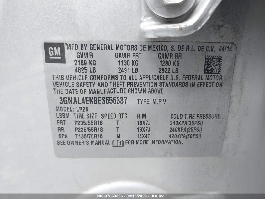 2014 CHEVROLET CAPTIVA SPORT FLEET LTZ - 3GNAL4EK8ES656337