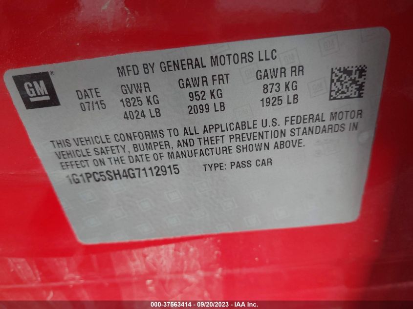 2016 CHEVROLET CRUZE LIMITED LS - 1G1PC5SH4G7112915