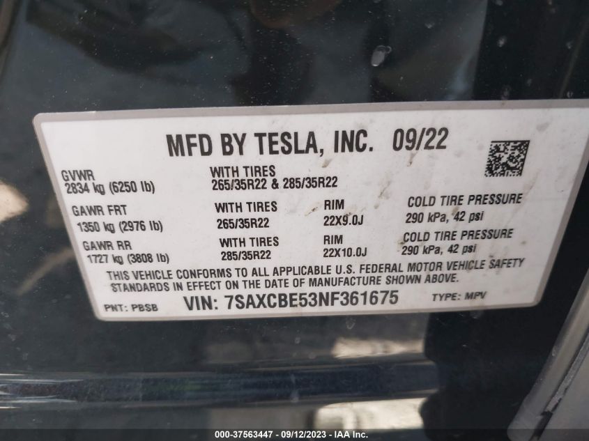 7SAXCBE53NF361675 Tesla Model X   9