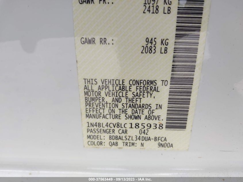 2020 NISSAN ALTIMA SR - 1N4BL4CV8LC185938