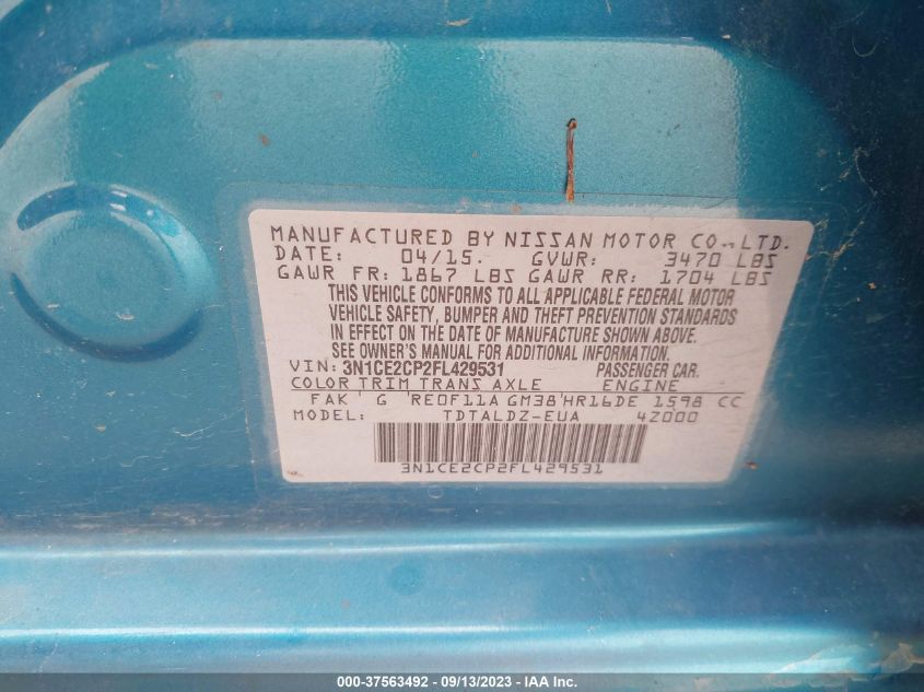 2015 NISSAN VERSA NOTE SV - 3N1CE2CP2FL429531