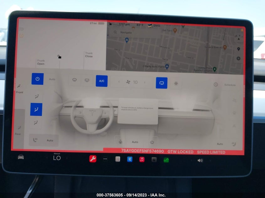 VIN 7SAYGDEF5NF574690 2022 TESLA MODEL Y PERFORMANCE