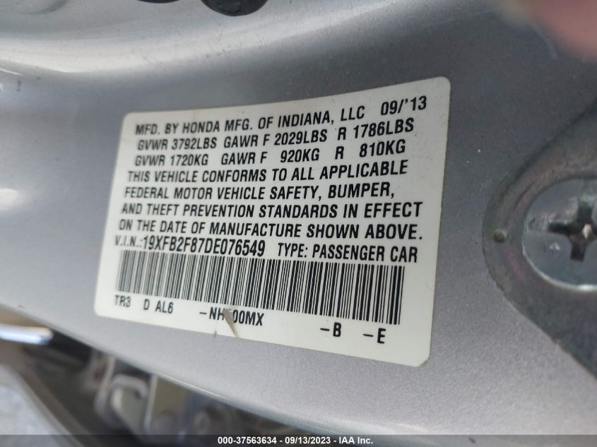2013 HONDA CIVIC SDN EX - 19XFB2F87DE076549
