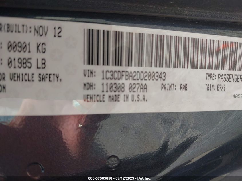 2013 DODGE DART SXT - 1C3CDFBA2DD200343