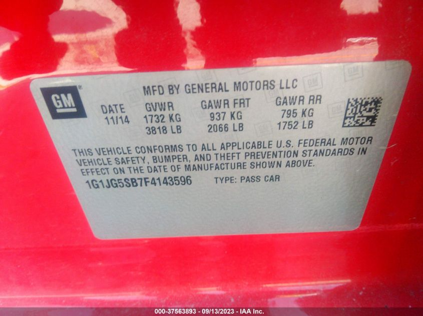 2015 CHEVROLET SONIC RS - 1G1JG5SB7F4143596