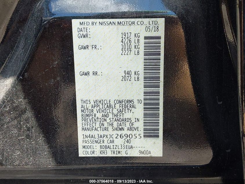 2018 NISSAN ALTIMA 2.5 - 1N4AL3APXJC269056