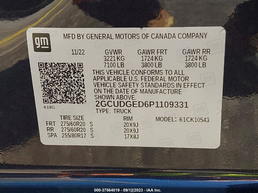 2023 CHEVROLET SILVERADO 1500 LTZ - 2GCUDGED6P1109331