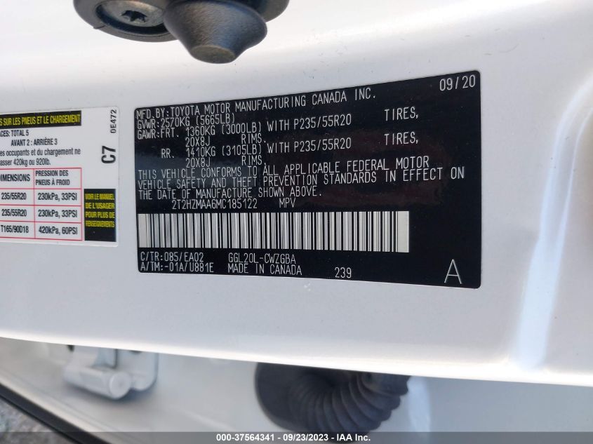 2021 LEXUS RX RX 350 - 2T2HZMAA6MC185122
