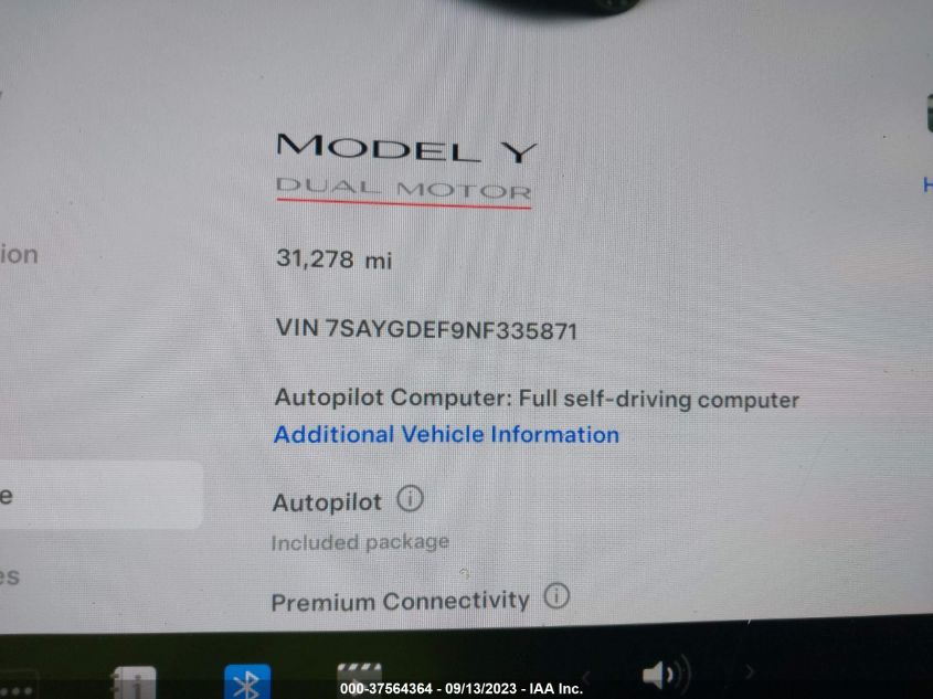 2022 TESLA MODEL Y PERFORMANCE - 7SAYGDEF9NF335871