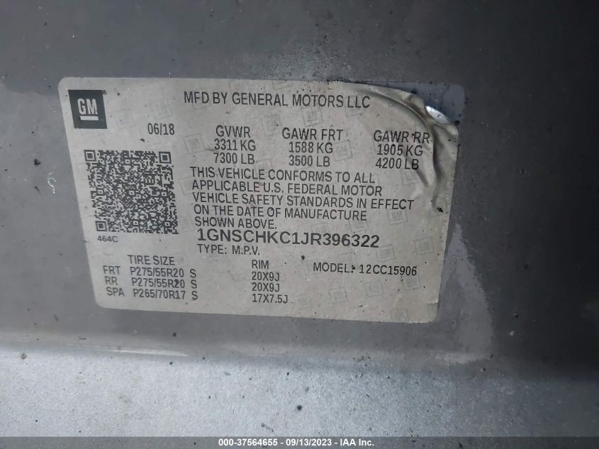 2018 CHEVROLET SUBURBAN LT - 1GNSCHKC1JR396322